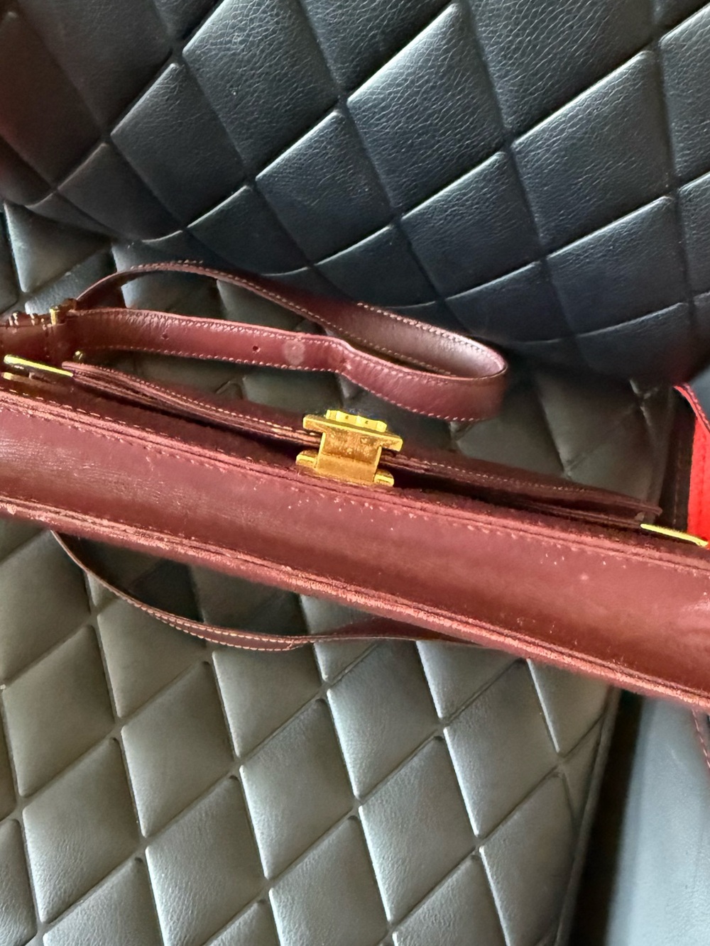 Cartier Burgundy Leather Envelope Crossbody with Gold Hardware - Picture 7 of 7